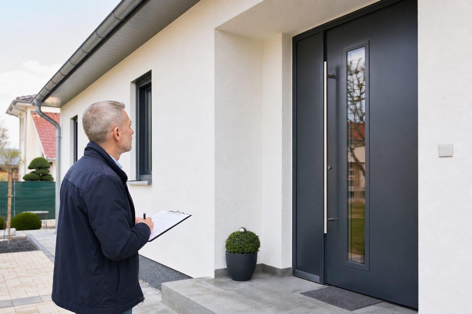 Sachverständiger prüft einen Türeinbau